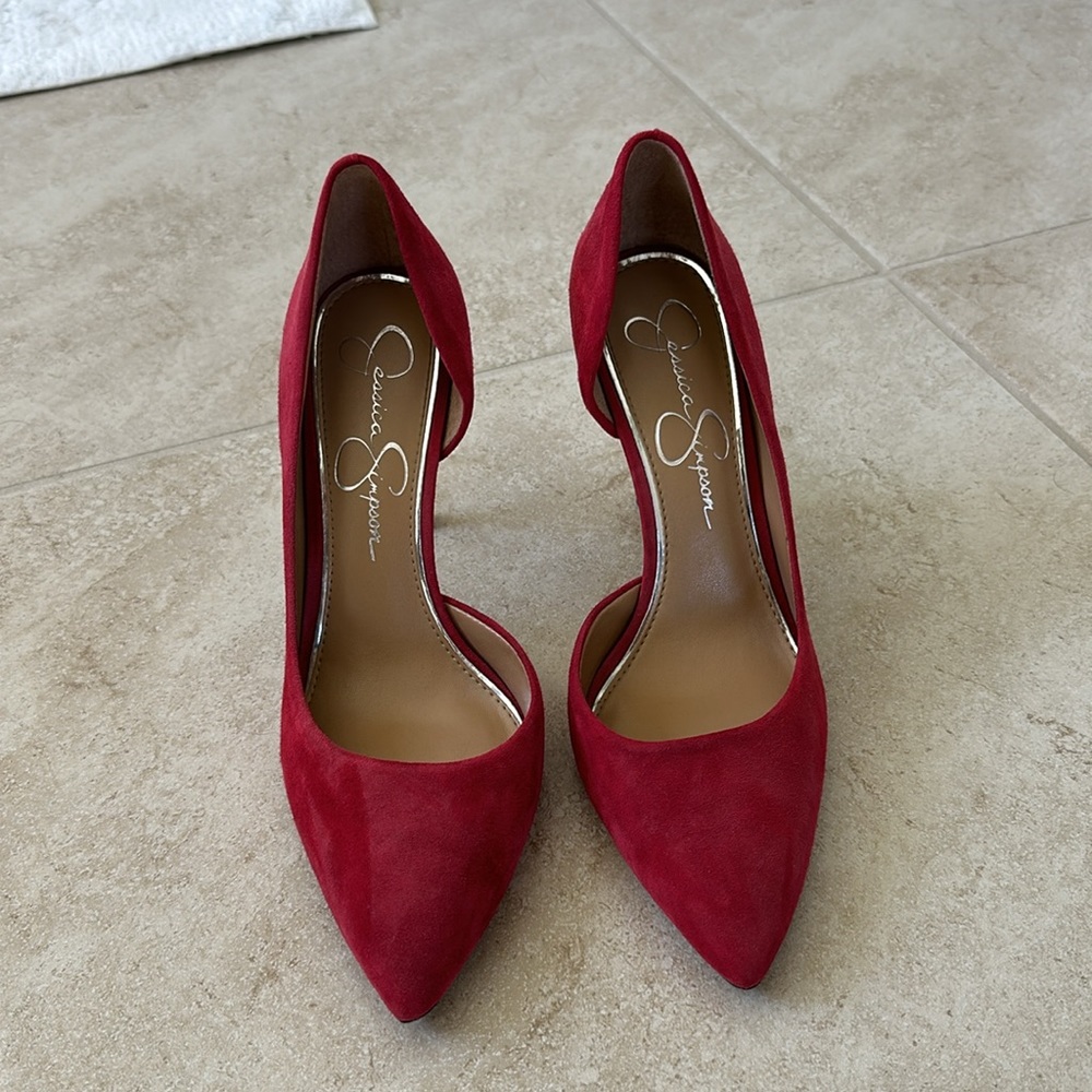 Red heels - Jessica Simpson stilettos - red suede - Nordstrom